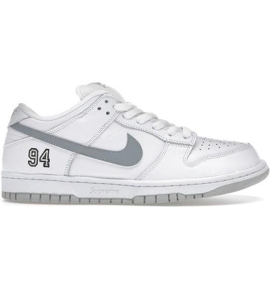 Nike Supreme x Dunk Low SB 'White Metallic Silver' (HQ8487-100)